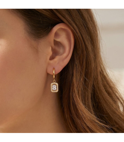 Pendientes Aros Acero Dorado con circonitas Blancas LOTUS STYLE - LS2740-4/1