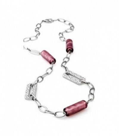 Collar Mujer Acero Cristal Cilíndrico Lila LOTUS STYLE - LS1250-1/5
