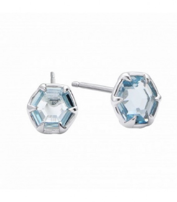 PENDIENTES PLATA HEX. MINI TOPACIO AZUL - 00505940