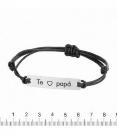 PULSERA PLATA CUERO TE AMO PAPÁ - K-00579-PA01