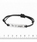 PULSERA PLATA CUERO TE AMO PAPÁ - K-00579-PA01
