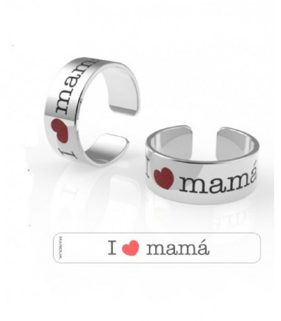 SORTIJA PLATA 7MM I LOVE MAMÁ ABIERTA - K-00789-MA01