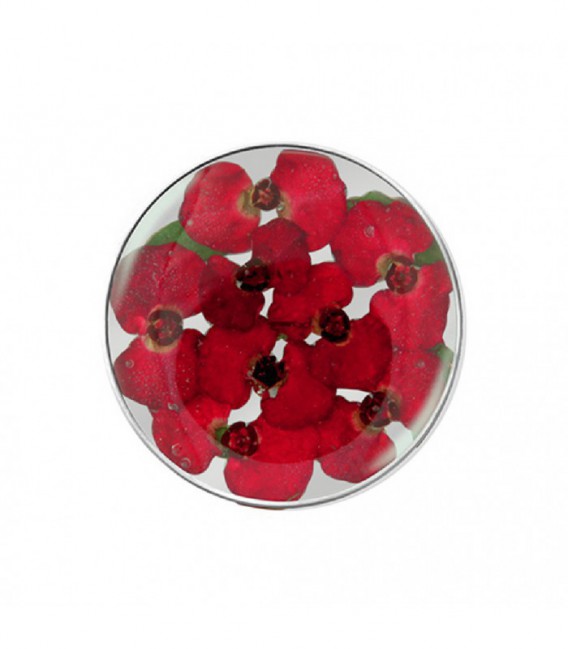 Insignia 24mm cristal flores rojas - 24-1175