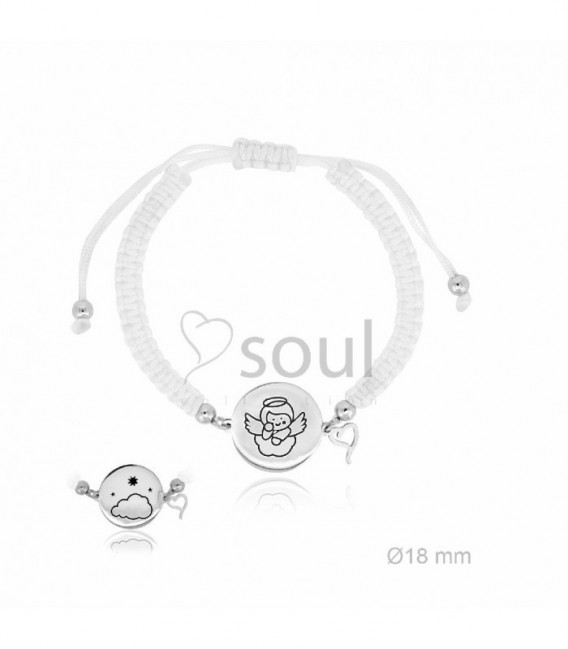 PULSERA PLATA MACRAMÉ BLANCO ÁNGEL GUARD - 306015