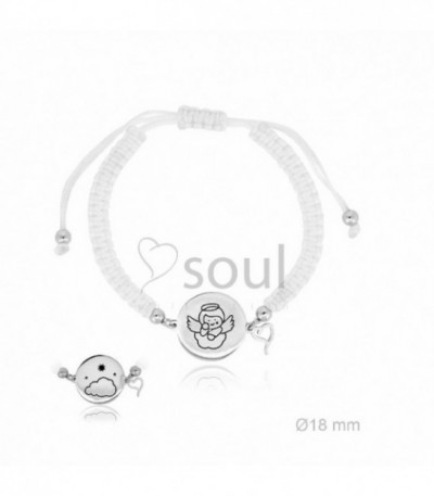 PULSERA PLATA MACRAMÉ BLANCO ÁNGEL GUARD - 306015