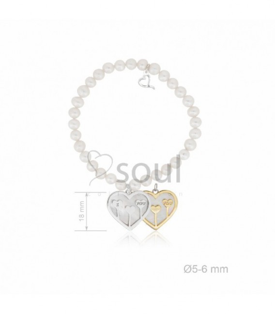 PULSERA PLATA PERLAS CORAZÓN REVERSIBLE - 334016