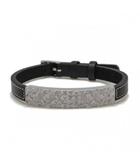 PULSERA HOMBRE ACERO Y PIEL LINEARGENT - 15993-P