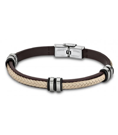 Pulsera Acero y Piel Marrón-Beige Trenzado LOTUS STYLE - LS1829-2/6