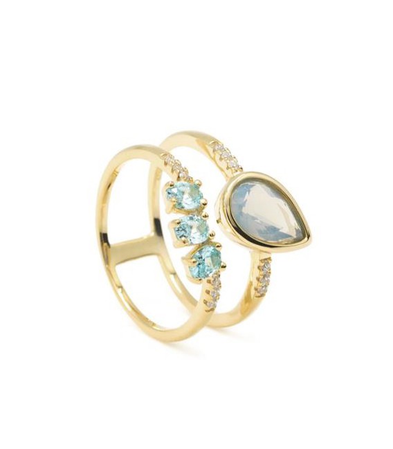 ANILLO PLATA CHAPADA ZRK AZULES - 16239-G-R