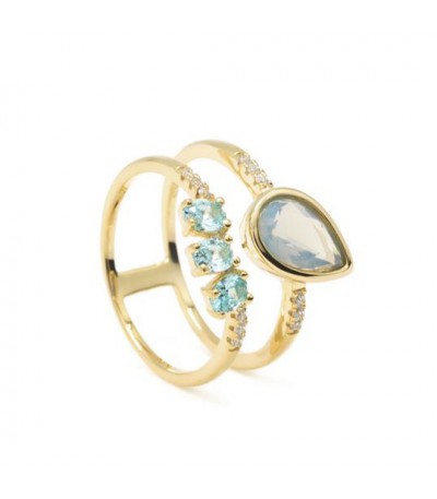 ANILLO PLATA CHAPADA ZRK AZULES - 16239-G-R