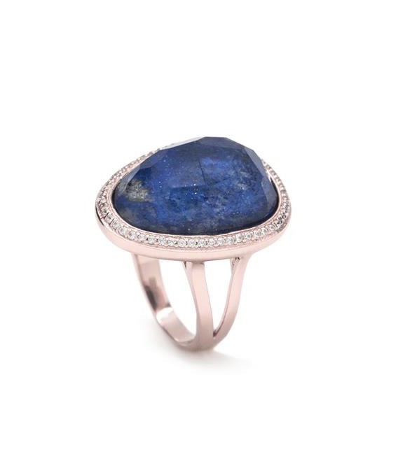 ANILLO PLATA ROSE CON PIEDRA LAPISLAZULI Y CRISTAL DE ROCA - 16545-B-R