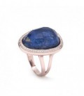 ANILLO PLATA ROSE CON PIEDRA LAPISLAZULI Y CRISTAL DE ROCA - 16545-B-R