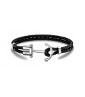 Pulsera Piel Trenzada Negra Ancla Acero LOTUS STYLE - LS1881-2/6