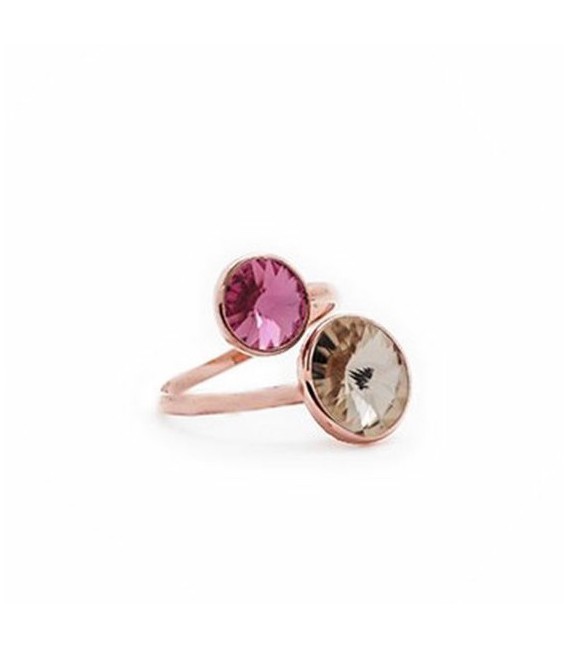 ANILLO PLATA ROSÉ Y PIEDRAS VICTORIA CRUZ - A2052-18A