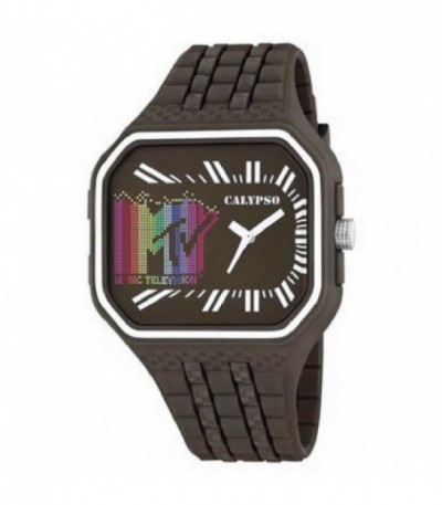 Reloj Unisex Rectangular MTV Marrón CALYPSO - KTV5628/4
