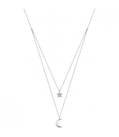 Collar Doble Luna y Estrella LOTUS SILVER - LP1680-1/4