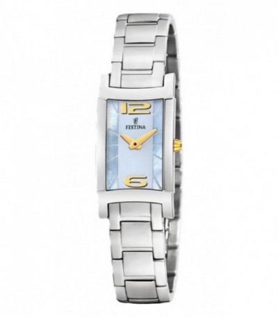 Reloj Mujer Rectangular Acero Esfera Azul Celeste FESTINA - F16270/3