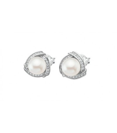 Pendientes Triángulo con Perla y Circonitas LOTUS SILVER - LP1928-4/1