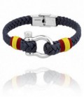 PULSERA DE ACERO CON CUERO TRENZADO AZUL - 210849