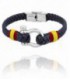 PULSERA DE ACERO CON CUERO TRENZADO AZUL - 210849