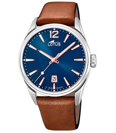 Reloj Hombre Acero Correa Marrón Esfera Azul LOTUS - 18693/2