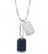 Collar Placas Militar Acero Ip Azul para Hombre LOTUS STYLE - LS2139-1/2
