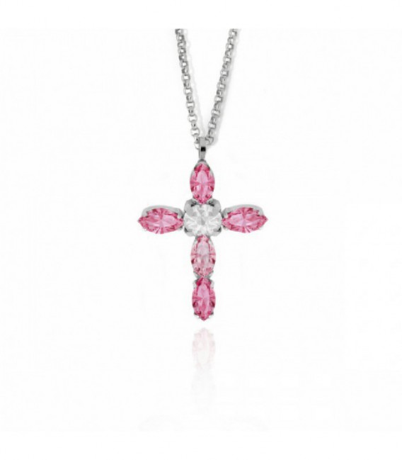 COLGANTE CRUZ Y CADENA AQUA ROSE - A3726-04HG