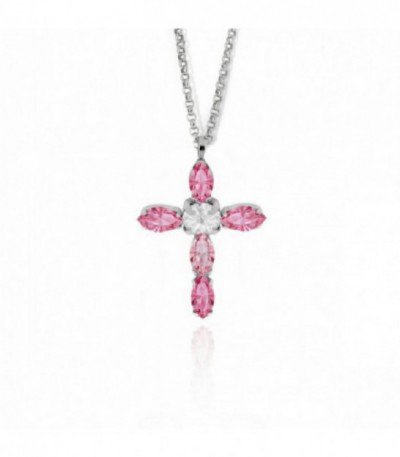 COLGANTE CRUZ Y CADENA AQUA ROSE - A3726-04HG