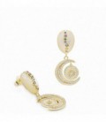 PENDIENTES CON COLGANTE DE PLATA CON PIEDRAS EN ORO - 18216-A