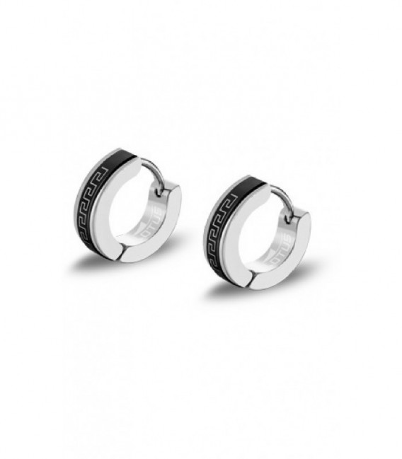 Aros Acero Bicolor IP Negro Grecas Mens Earrings LOTUS STYLE - LS2159-4/1