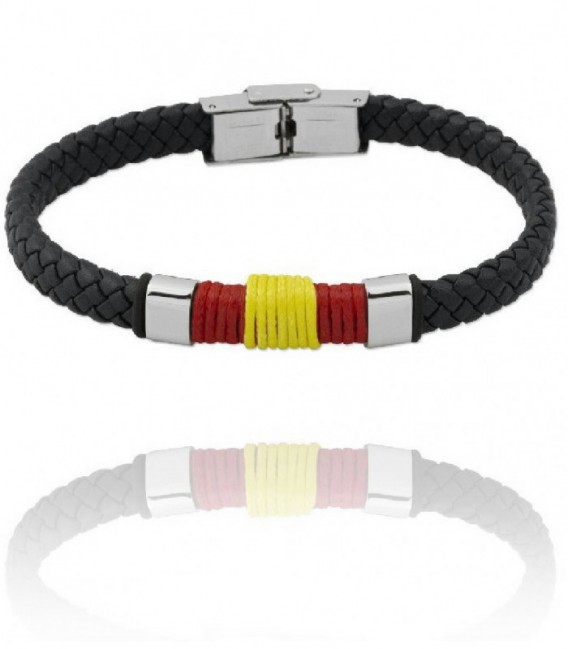 PULSERA ACERO Y CUERO TRENZADO - 210917