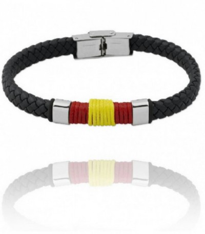 PULSERA ACERO Y CUERO TRENZADO - 210917