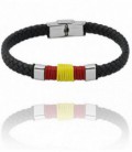 PULSERA ACERO Y CUERO TRENZADO - 210917