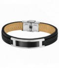 Pulsera Hombre Acero IP Negro y Cuero Negro LOTUS STYLE - LS1808-2/4