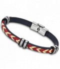PULSERA ACERO Y PIEL NEGRA - ROJIGUALDA TRENZADO LOTUS STYLE - LS1829-2/7