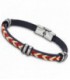PULSERA ACERO Y PIEL NEGRA - ROJIGUALDA TRENZADO LOTUS STYLE - LS1829-2/7