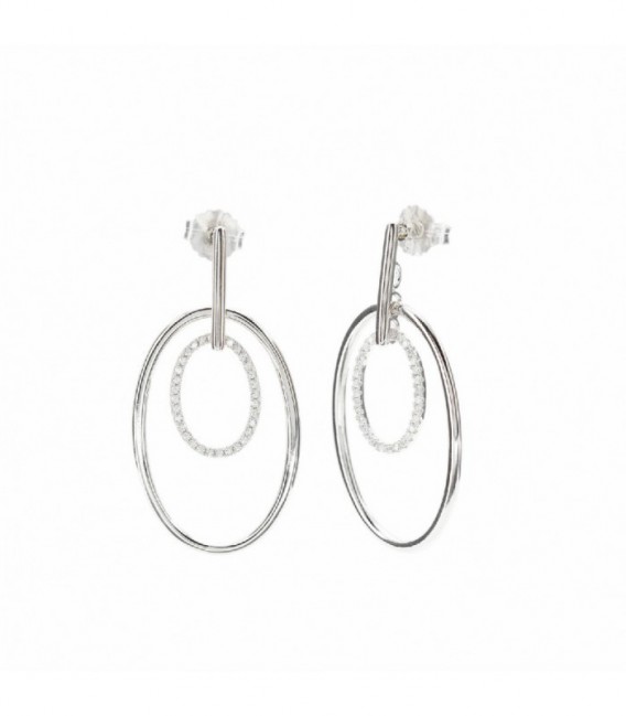 PENDIENTES ARO PLATA DOBLE OVALO LINEARGENT - 18062-A