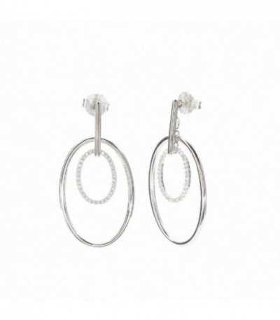 PENDIENTES ARO PLATA DOBLE OVALO LINEARGENT - 18062-A