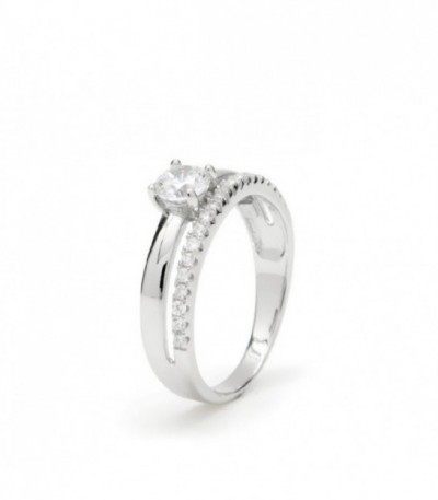 Anillo Solitario de Plata 925mls Doble Carril LINEARGENT - 12786-R