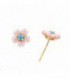 PENDIENTES ORO FLOR NACAR Y TURQUESA BEBÉ - 27-10595-12T-P