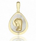 Medalla Oro 750 en Forma de Gota Virgen Niña Nácar - 6081