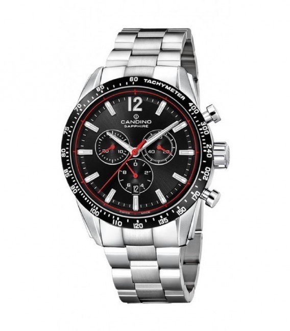 RELOJ HOMBRE ACERO CRONO NEGRO CANDINO - C4682/4