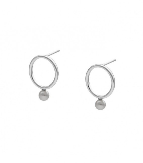 Pendientes perla de Perlite en plata - A4065-HT