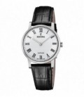 Rreloj Señora Clasico Esfera Blanca Correa Piel Negra FESTINA SWISS MADE - F20013/2