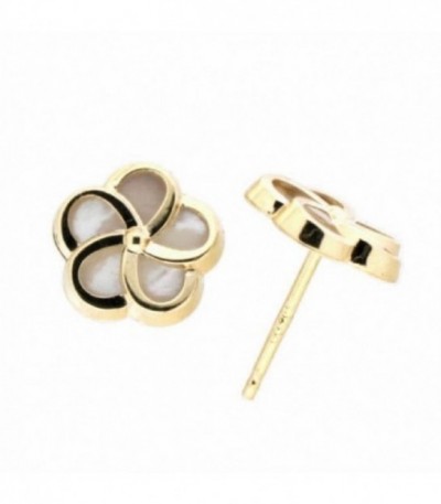 Pendientes oro para bebé de Flor con Nácar - 22936