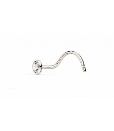 Piercing Nariz con Chatón de Oro Blanco 18K - PIN05BL