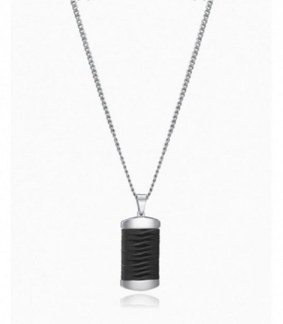 COLLAR ACERO MILITAR PIEL NEGRA TRENZADO VICEROY FASHION - 15126C01010