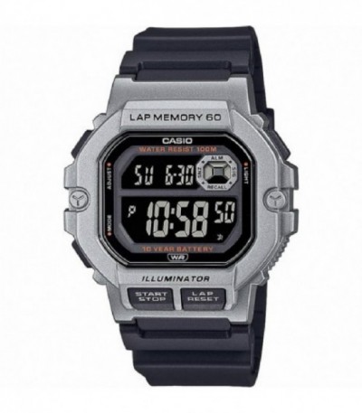 RELOJ DIGITAL RUNNER DEPORTE 60 LAPS PLATA Y NEGRO CASIO - WS-1400H-1BVEF