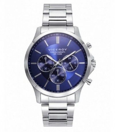 Reloj Viceroy hombre en acero Ip dorado con esfera azul y cronógrafo