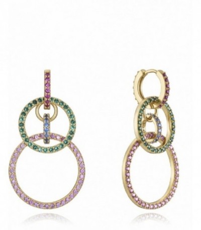 PENDIENTES AROS PLATA LEY DORADO LARGO MULTICOLOR VICEROY FASHION - 13092E100-39